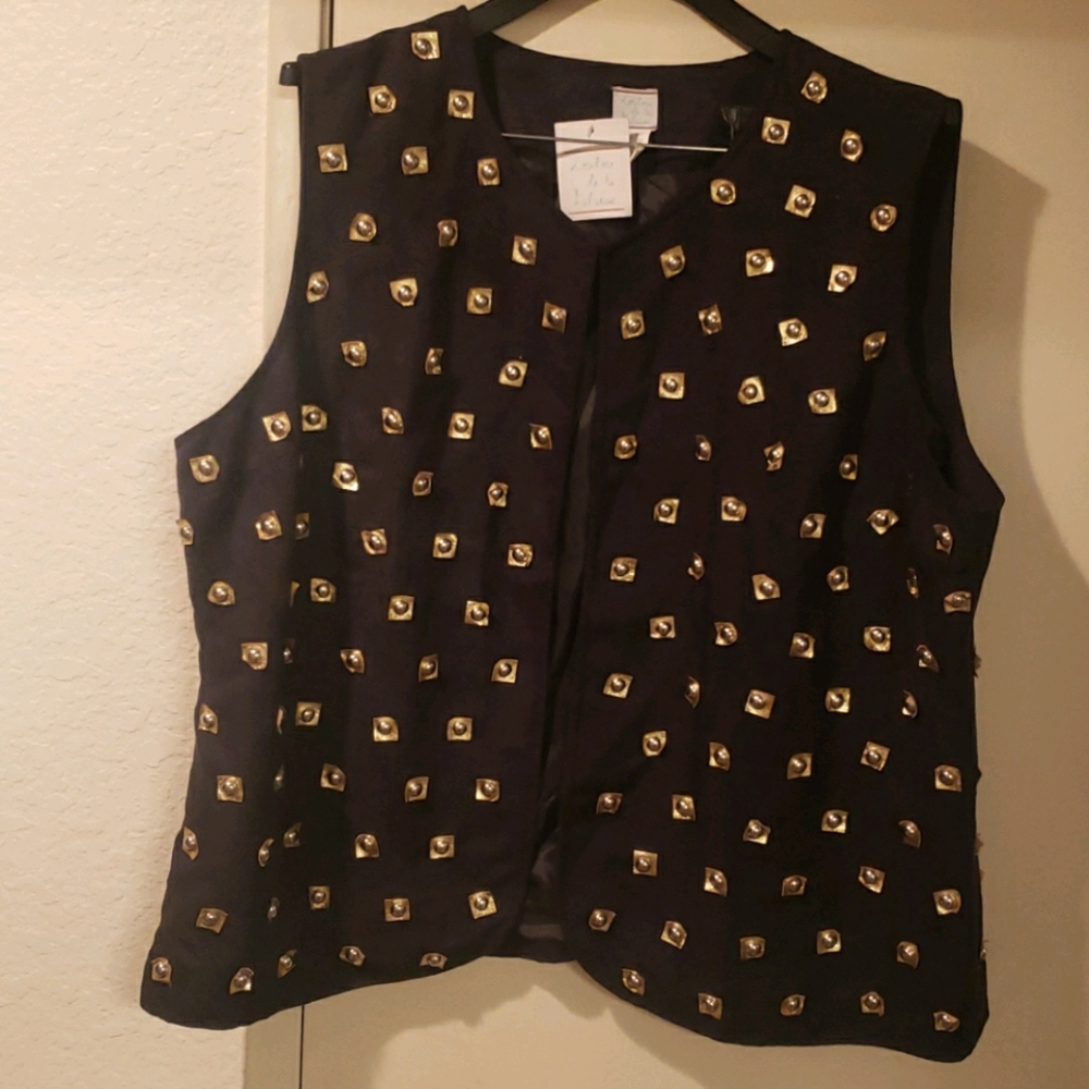 Black Faux Suade Riveted Vest